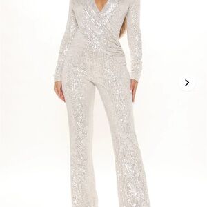 Sequin Silver Jumpsuit